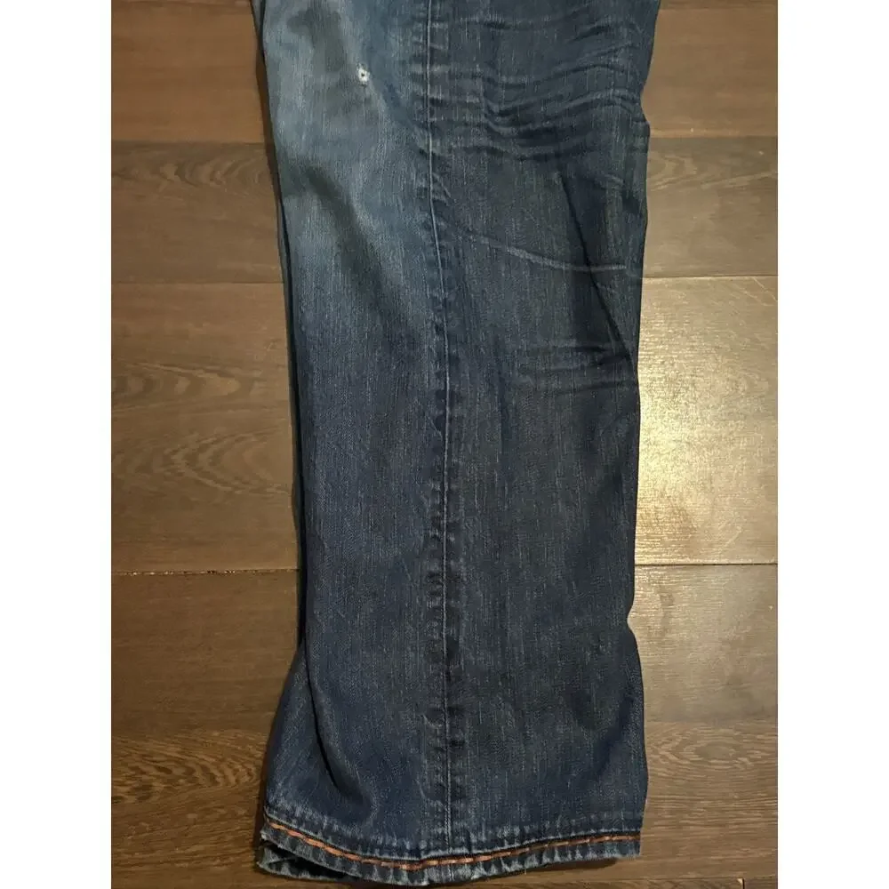 TRUE RELIGION Mens - Ricky Blue Brown Super T Jeans in TXD DK Hideout 40x31
